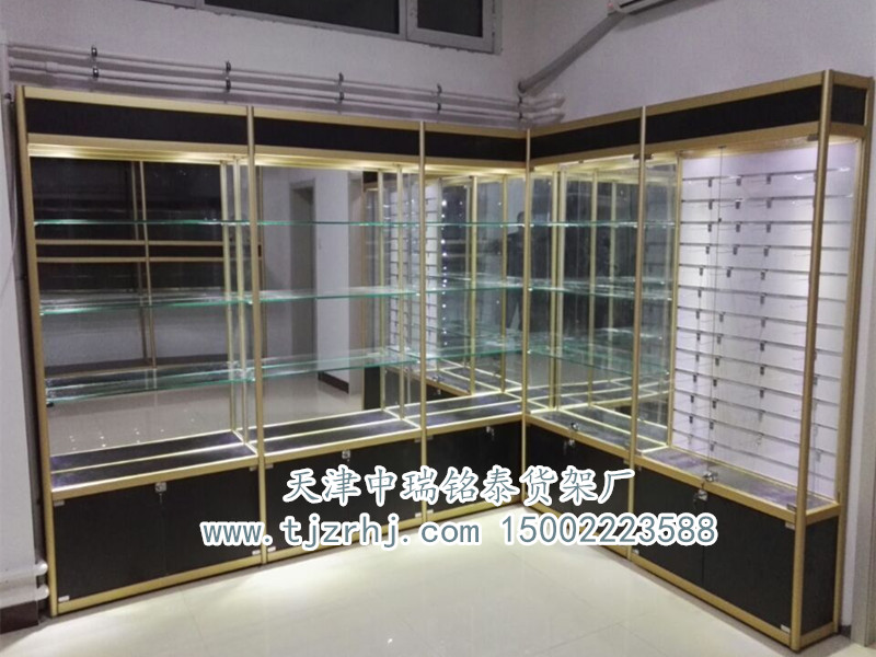 天津货架汽车美容店展柜钛合金展示柜精品钛合金货架高清图片 高清